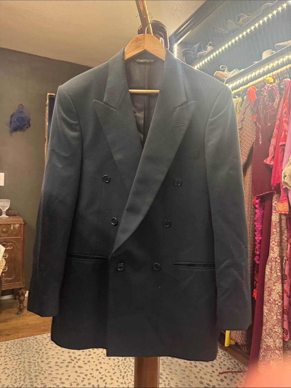 Double-Breasted Men's Black Suit Blazer - Tailored Formal Jacket